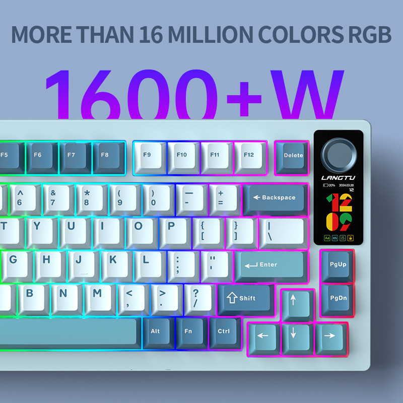 Langtu LT75 คีย์บอร์ดไร้สาย 75% GASKET RGB 1.14 นิ้วหน้าจอที่กําหนดเอง ...