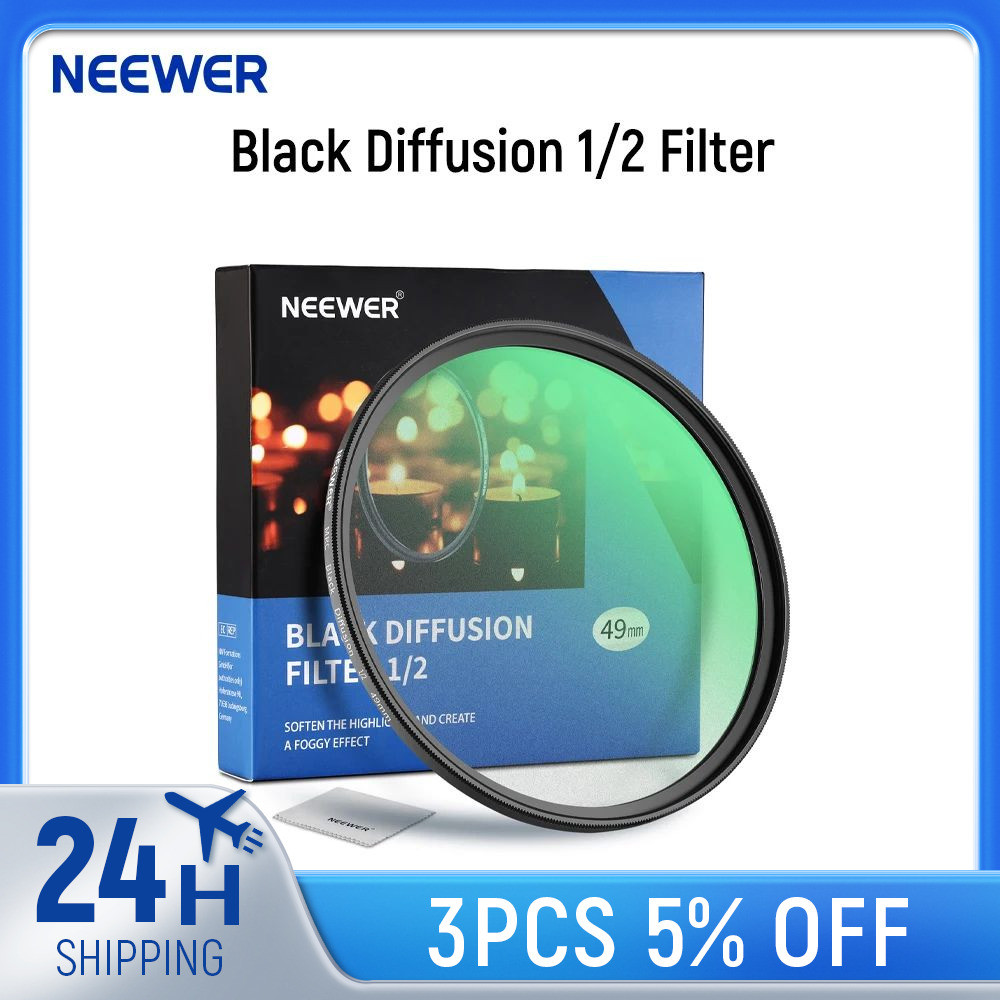 Neewer Black Diffusion 1/2 Filter Mist Dreamy Cinematic Filter Ultra ...