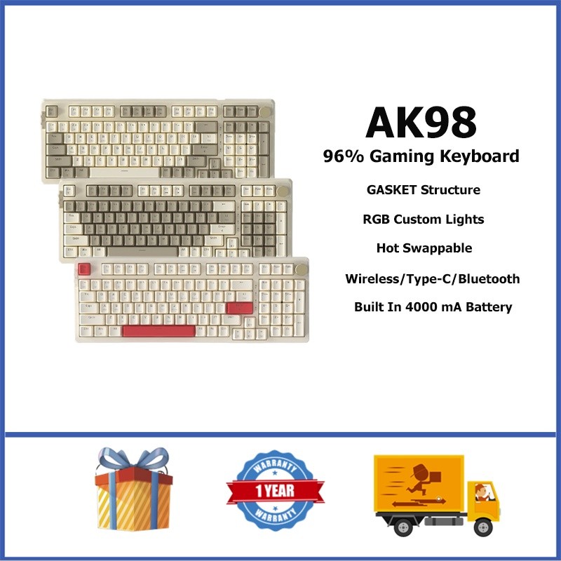 Ak98 คีย์บอร์ดเกมมิ่งไร้สาย 96% ไฟ RGB พร้อมลูกบิด | Shopee Thailand