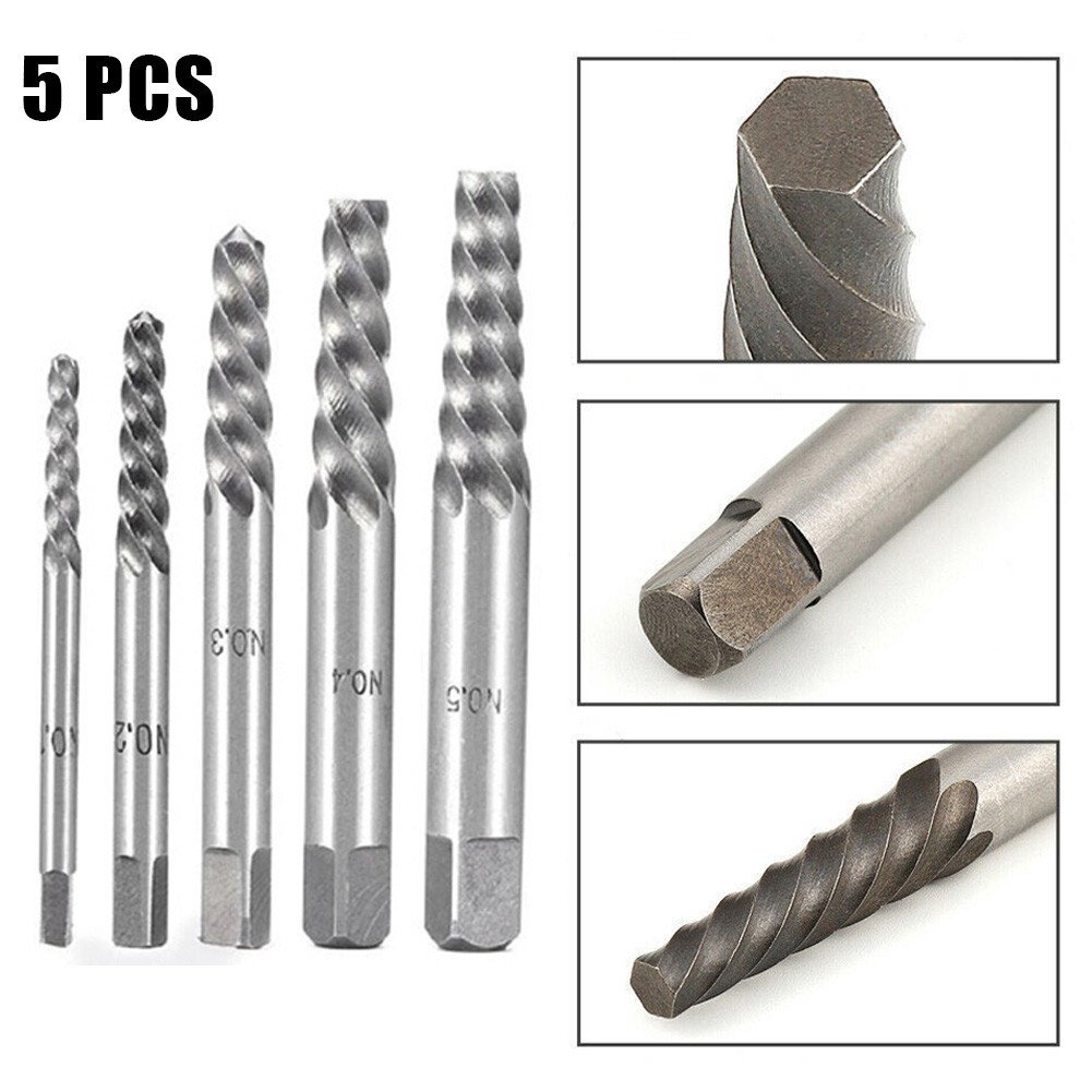 5 ชิ้นสกรู Extractors แตกเสียหายหัก Bolt Remover Extractor เครื่องมือ ...