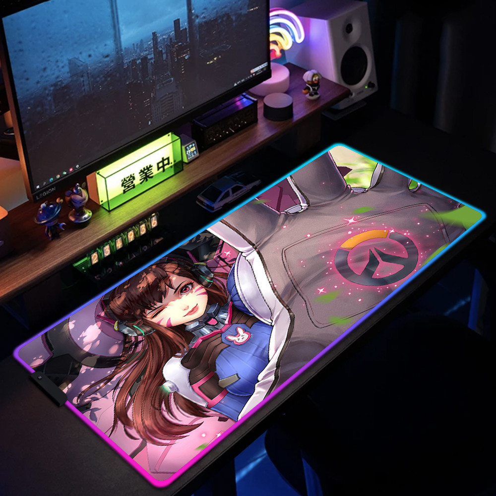 Overwatch D.va Gaming RGB Mouse Pad ยางคอมพิวเตอร์แล็ปท็อป LED Light ...