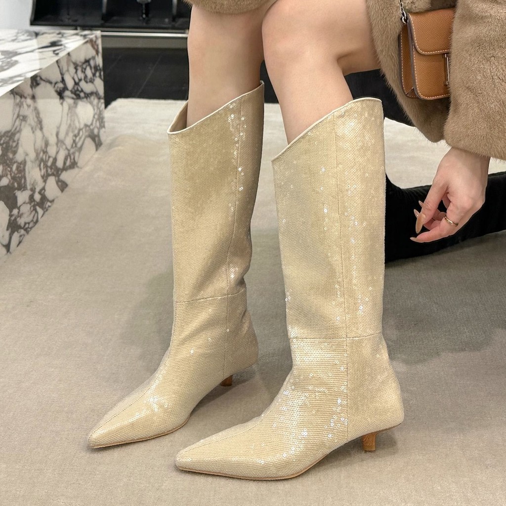 Retro Pointed Long Boots For Women In Autumn And Winter 2024 New High ...