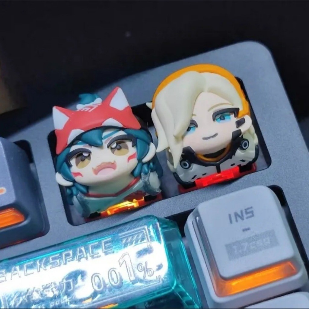 Overwatch Keycaps การ์ตูนน่ารัก MX Switch 3D Mechanical Resin Keycaps ...