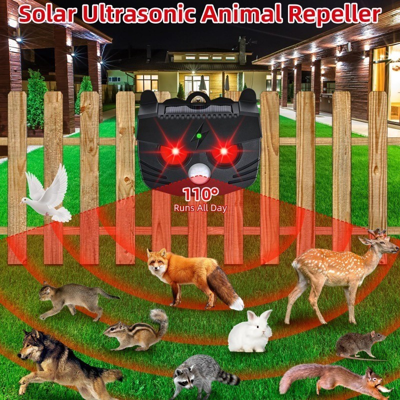 Humane Solar Pest Repeller ด้วย LED ลอกเลียนแบบสัตว์ทำร้าย แบตเตอรี่ ...