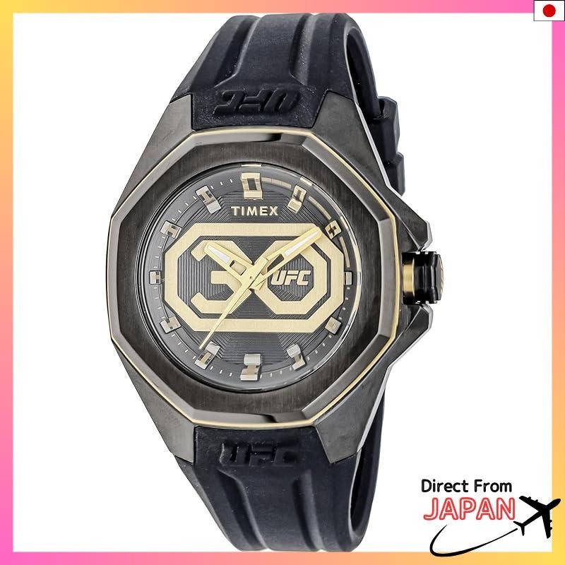 Timex TW2V90200 Orologio Da Uomo UFC Pro 30th – Cassa 45 Mm, Quadrante Nero Con Logo Oro, Cinturino In Silicone Nero, Impermeabile 10 Bar