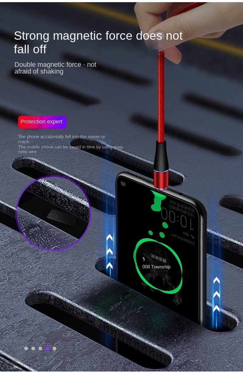 (COD)Magnetic Attraction 5A สายชาร์จเร็ว,สําหรับสายชาร์จ ios Micro Type ...