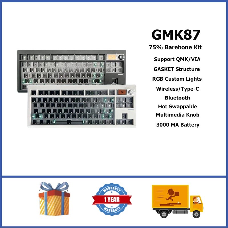 Gmk87 Wireless BareBone Keyboard Kit 75% GASKER RGB Hot Swappable ...