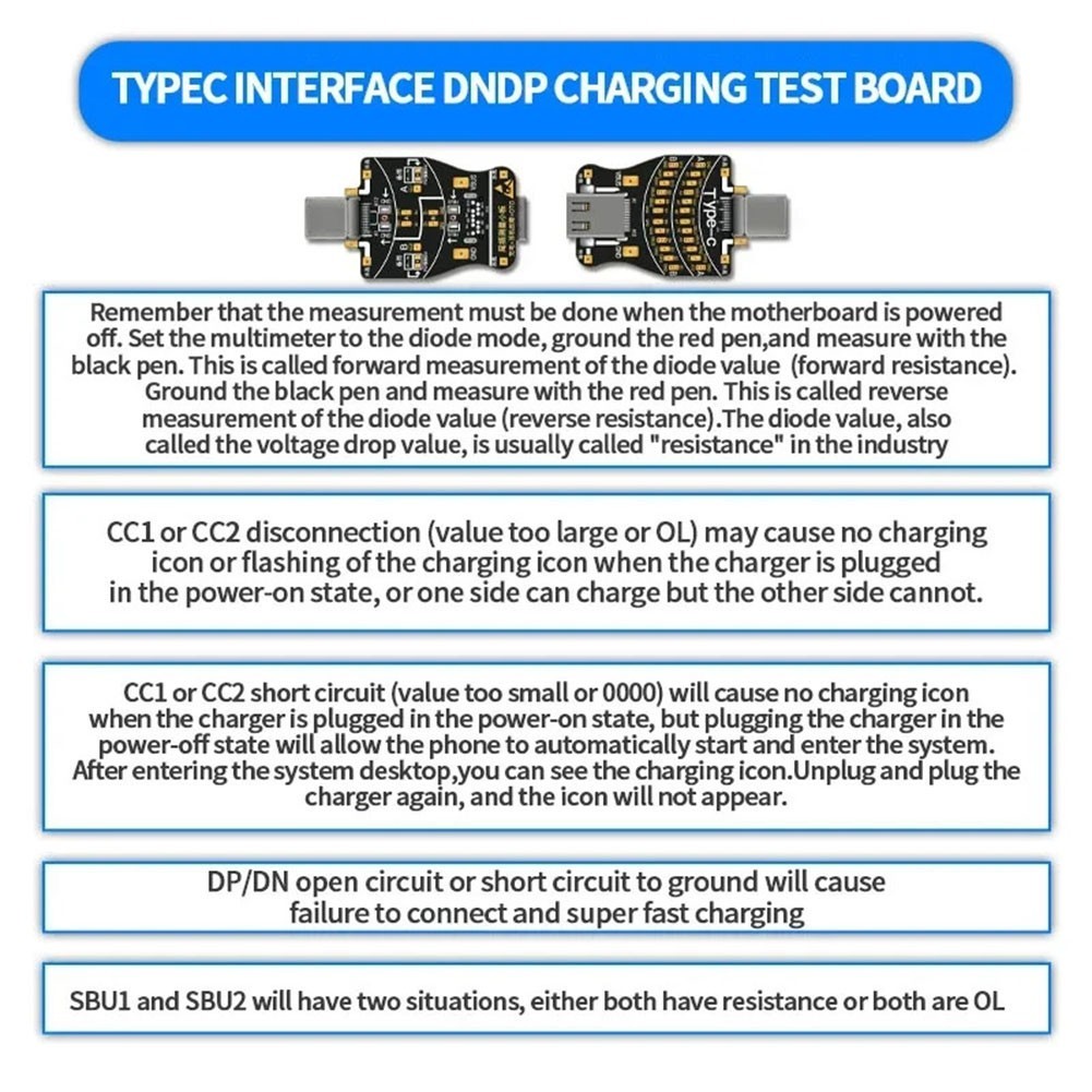 บอร์ดทดสอบหางโทรศัพท์มือถือ DNDP ชาร์จสําหรับ Android ซ่อม Type-C ทดสอบ ...