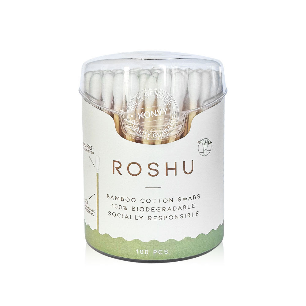 Roshu Cotton Bud [100pcs] สำลีก้านไม้ไผ่ โรชู ผลิตจากเยื่อไม้ไผ่คุณภาพ ...