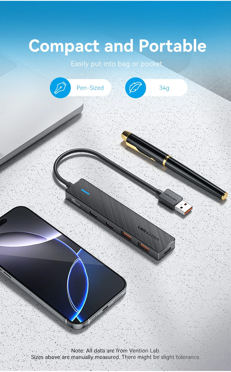 Vention USB HUB 10Gbps USB-A 3.2 Gen2 USB Splitter USB C USB A Hub 4 ...