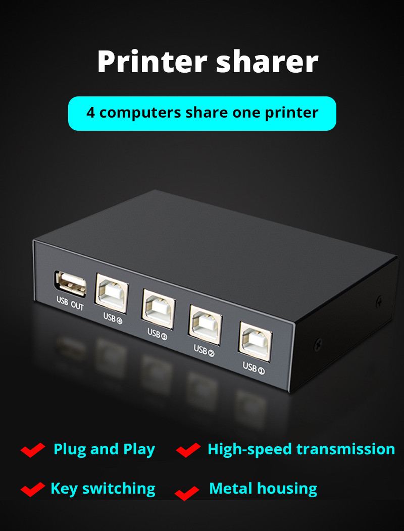 Usb พิมพ์ Sharener สวิทช์ 4 In 1 Out USB เครื่องพิมพ์อัตโนมัติ Sharer ...