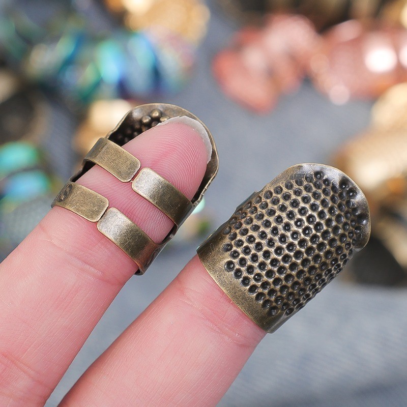 5 ชิ้น Retro Zinc Alloy Finger Protectors - ปรับโบราณเย็บ Thimbles ...
