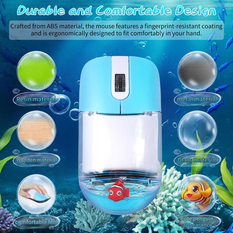 Frutiger Aero Aqua Liquid Mouse น่ารักลอย Aquarium สัตว์เมาส์ 2.4G ...