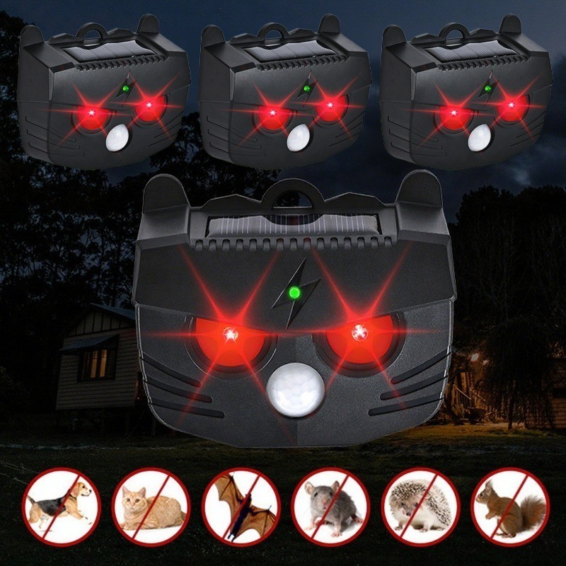 Humane Solar Pest Repeller ด้วย LED ลอกเลียนแบบสัตว์ทำร้าย แบตเตอรี่ ...