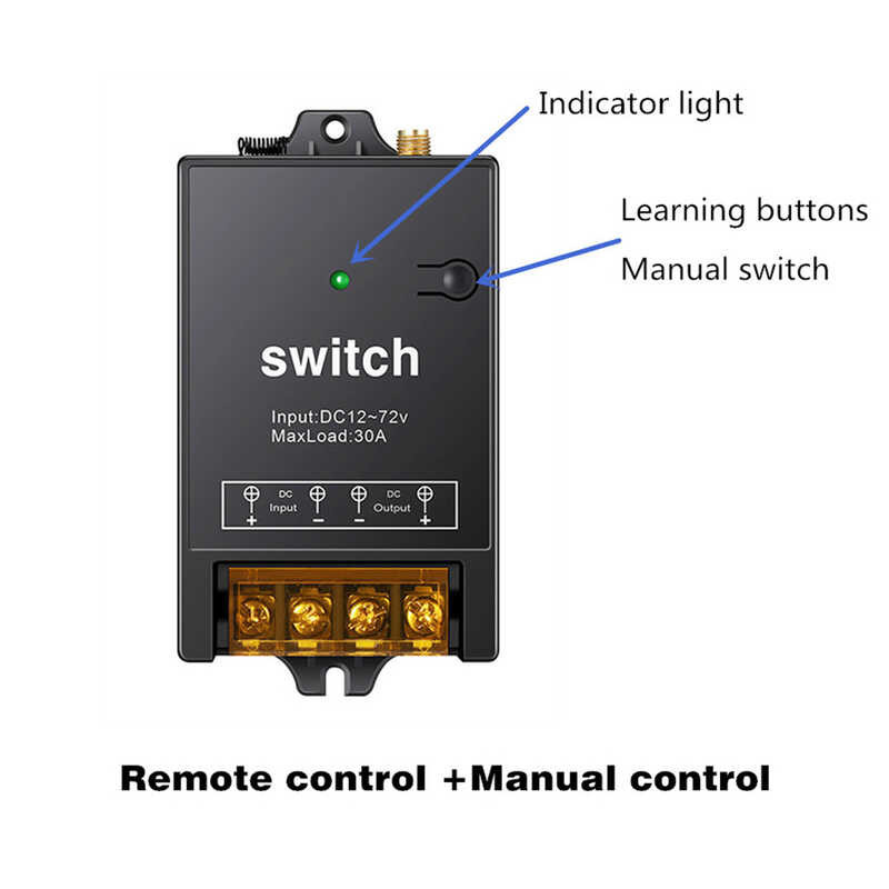 RF Control On-Off Switch, 30A 12-72V Dc, High Power, Wide Voltage ...