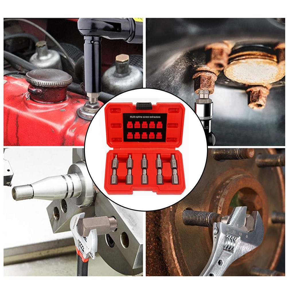 [MB] 10 ชิ้นสกรู Extractor ชุดเสียหายหัก Bolt Screw Extractor Hex Head ...