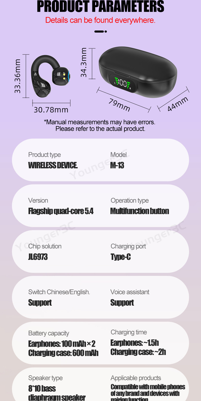 AI อัจฉริยะ Enc Noise Cancelling Ear Clip หูฟัง, Type-c ชาร์จพร้อมจอ ...