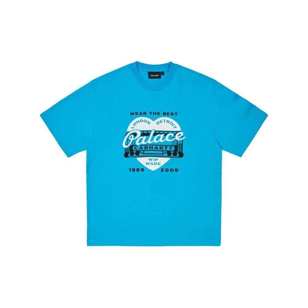 ♞PALACE x Carhartt WIP Heart T Shirt Safety Blue Unused EFB