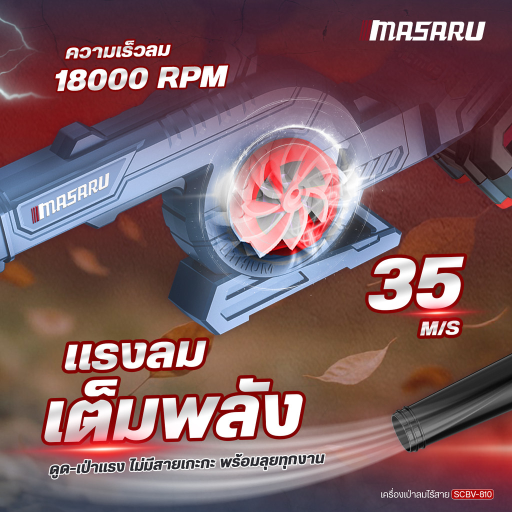 [SCBV-810] MASARU เครื่องเป่าลมไร้สาย แรงลม 370W เครื่องเป่าและดูด เป่า ...