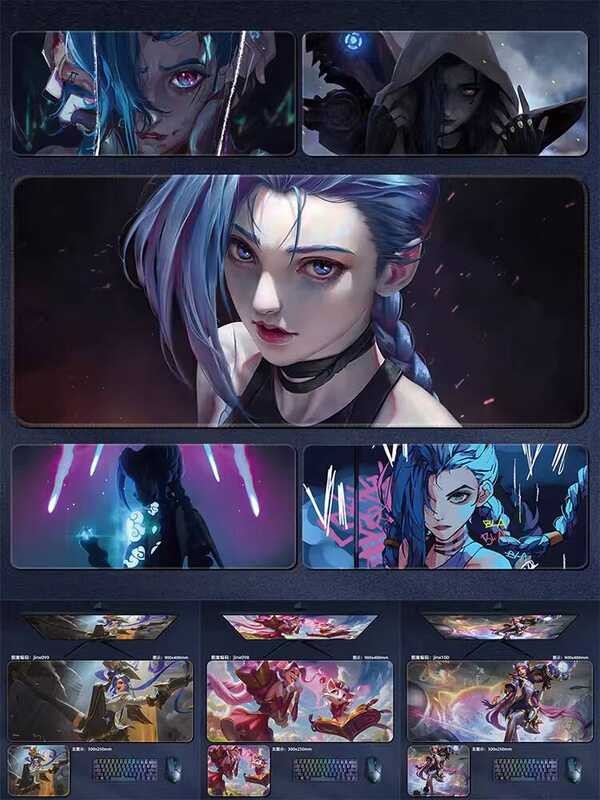 League of Legends Jinx แผ่นรองเมาส์ขนาดใหญ่ Runaway Lolita Goldx เกม ...