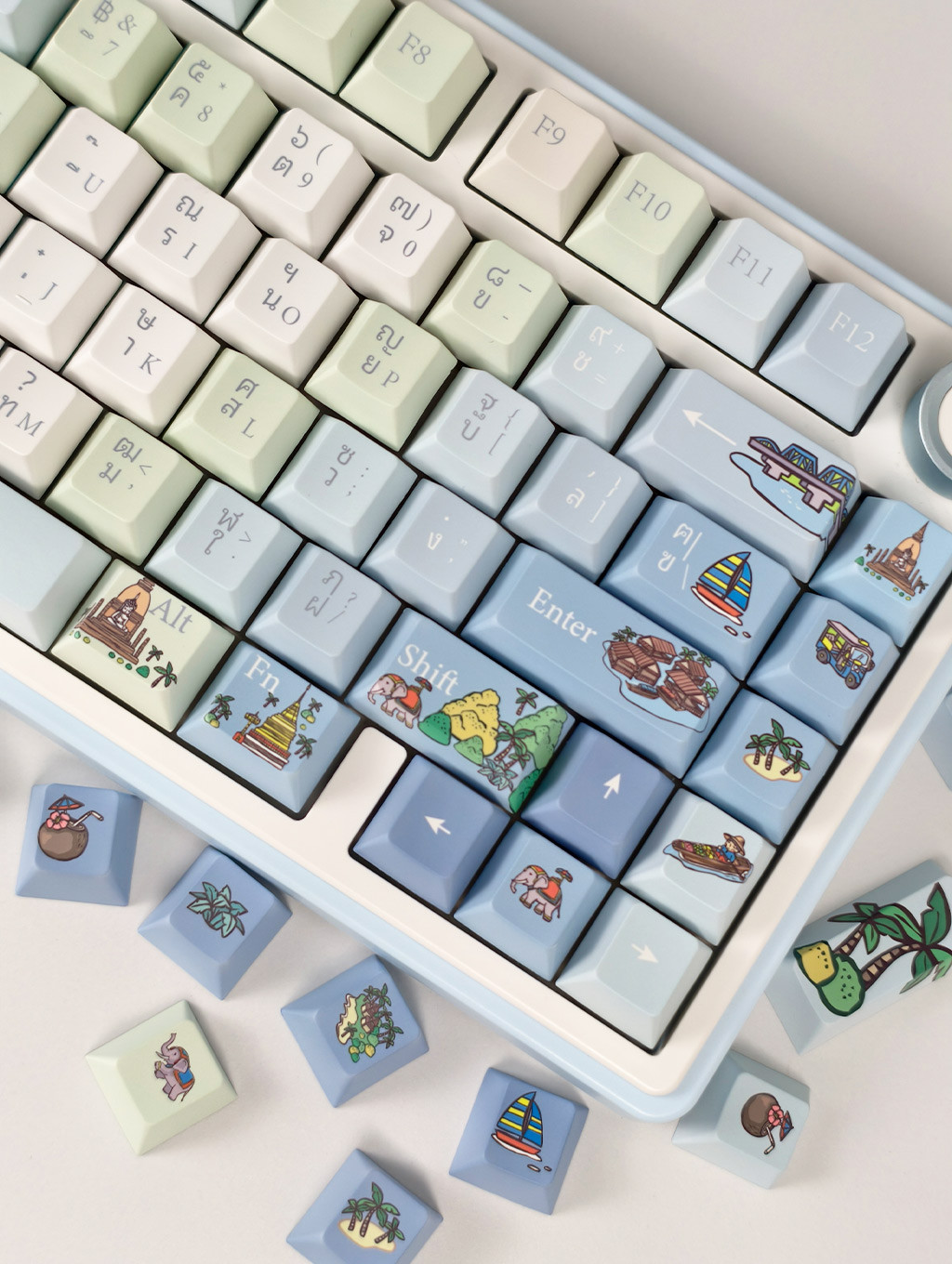 Water-Splashing Festival Keycaps 136 คีย์โปรไฟล์เชอร์รี่ PBT Dye ...