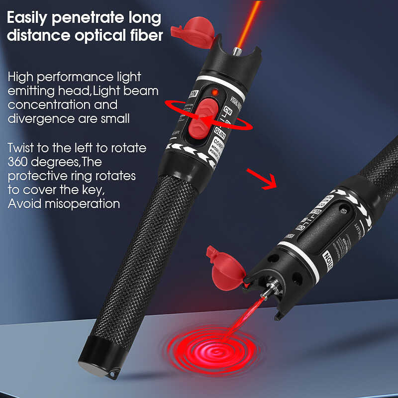 Fiber Red Light Pen – Visual Fault Locator 60MW, 60 Km Bereik, Universele FC/SC/ST Interface, Contactloos Testen Van Glasvezel 3 miniatura