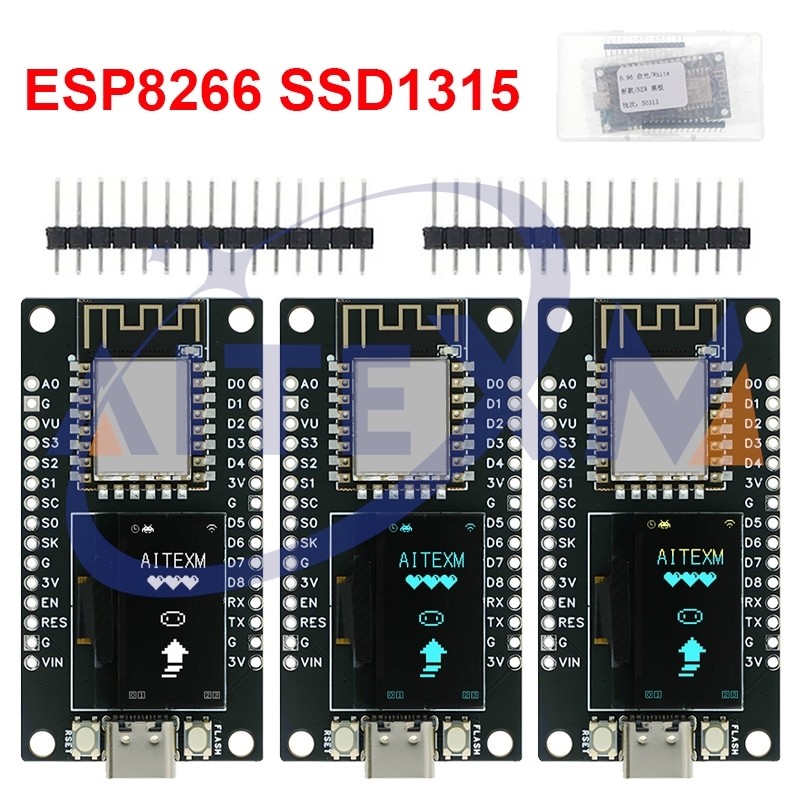 ESP8266 บอร์ดพัฒนา SSD1315 0.96 นิ้วจอแสดงผล OLED CH340G ESP-12F WiFi ...