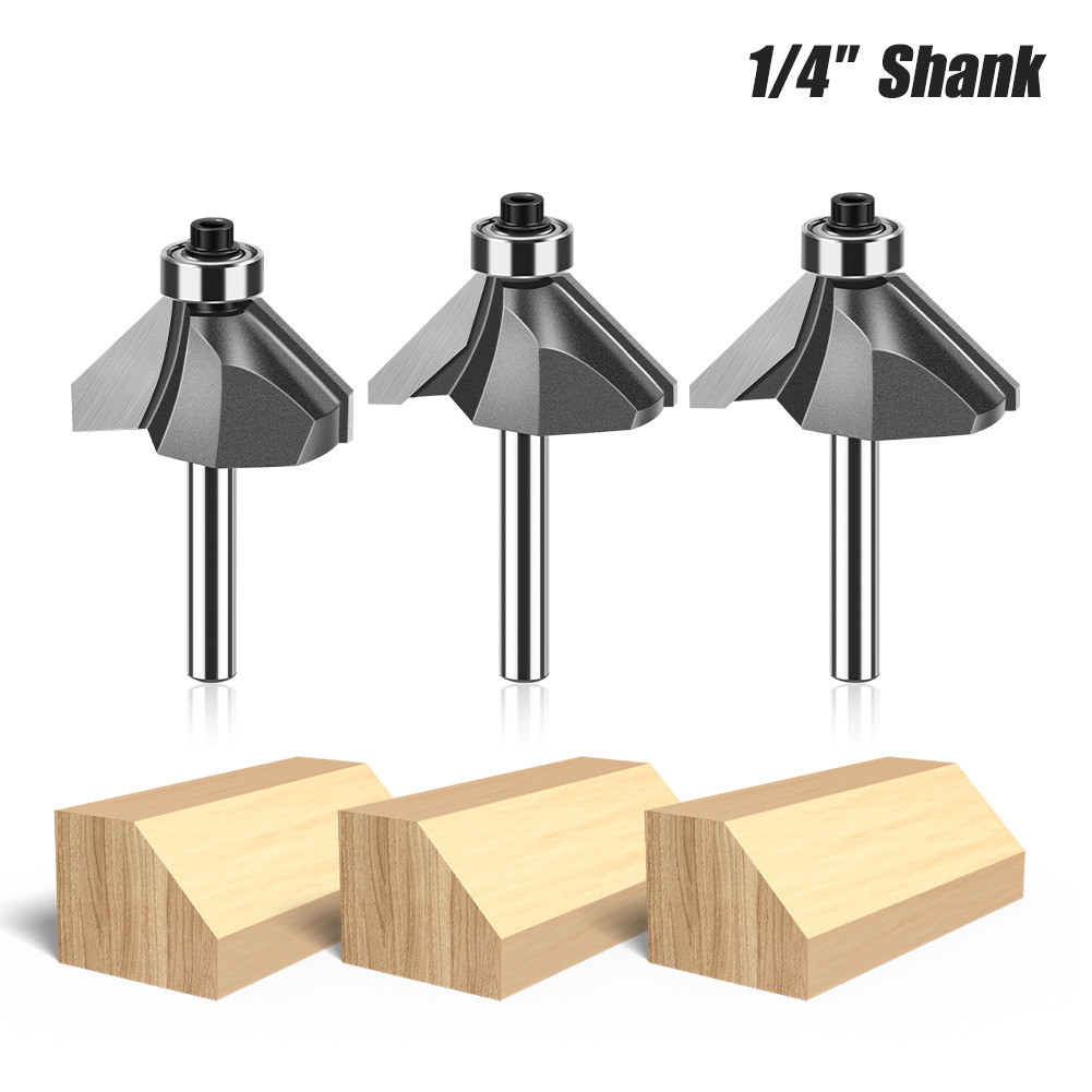 45 องศา Chamfer Router Bit, 1/4 นิ้วและ 1/2 นิ้ว Shank Chamfering Bit ...