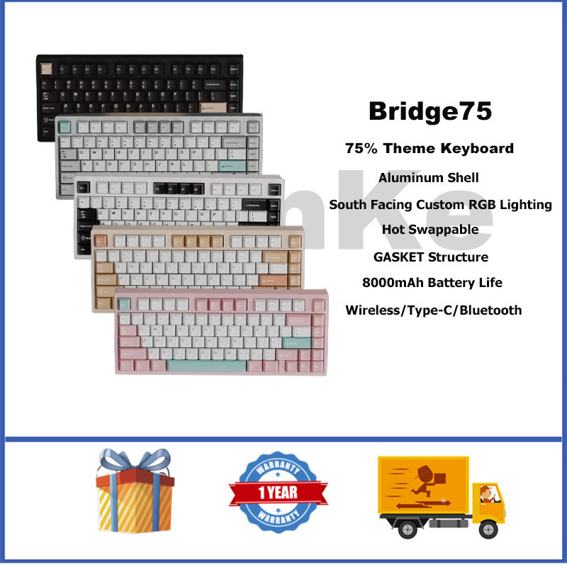 Bridge75 คีย ์ บอร ์ ดไร ้ สาย 75 % GASKET RGB Hot Swappable Custom ...