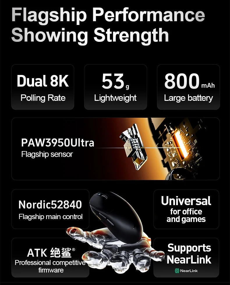 ATK Dragonfly A9 Ultra Wireless Tri-mode E-sports Mouse น้ําหนักเบา ...