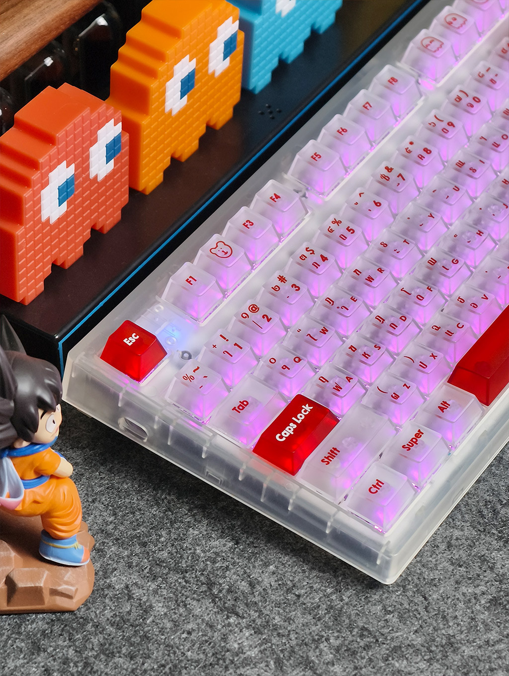 Pac-Man Keycaps โปรไฟล์เชอร์รี่ 130 คีย์ PC กระบวนการ UV ระบบส่งแสง ...