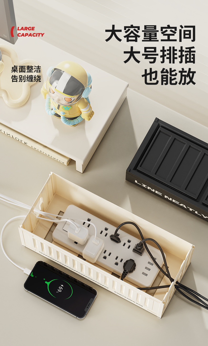 กล่องเก็บสายไฟ Power Strip Board Organizer Box Double-Layer Shelf Cable ...