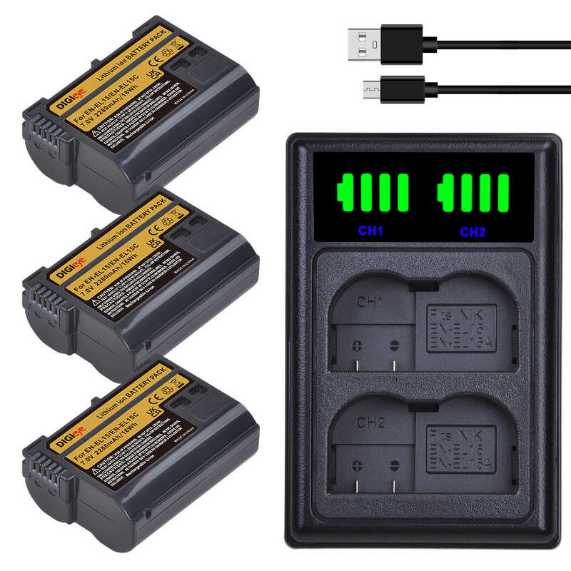 Probty En-el15 Enel15 En El15 Lcd Usb Dual Charger For Nikon 1 V1 D810