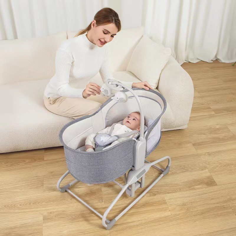 Mastela baby rocking bed can be raised and lowered, portable rocking ...