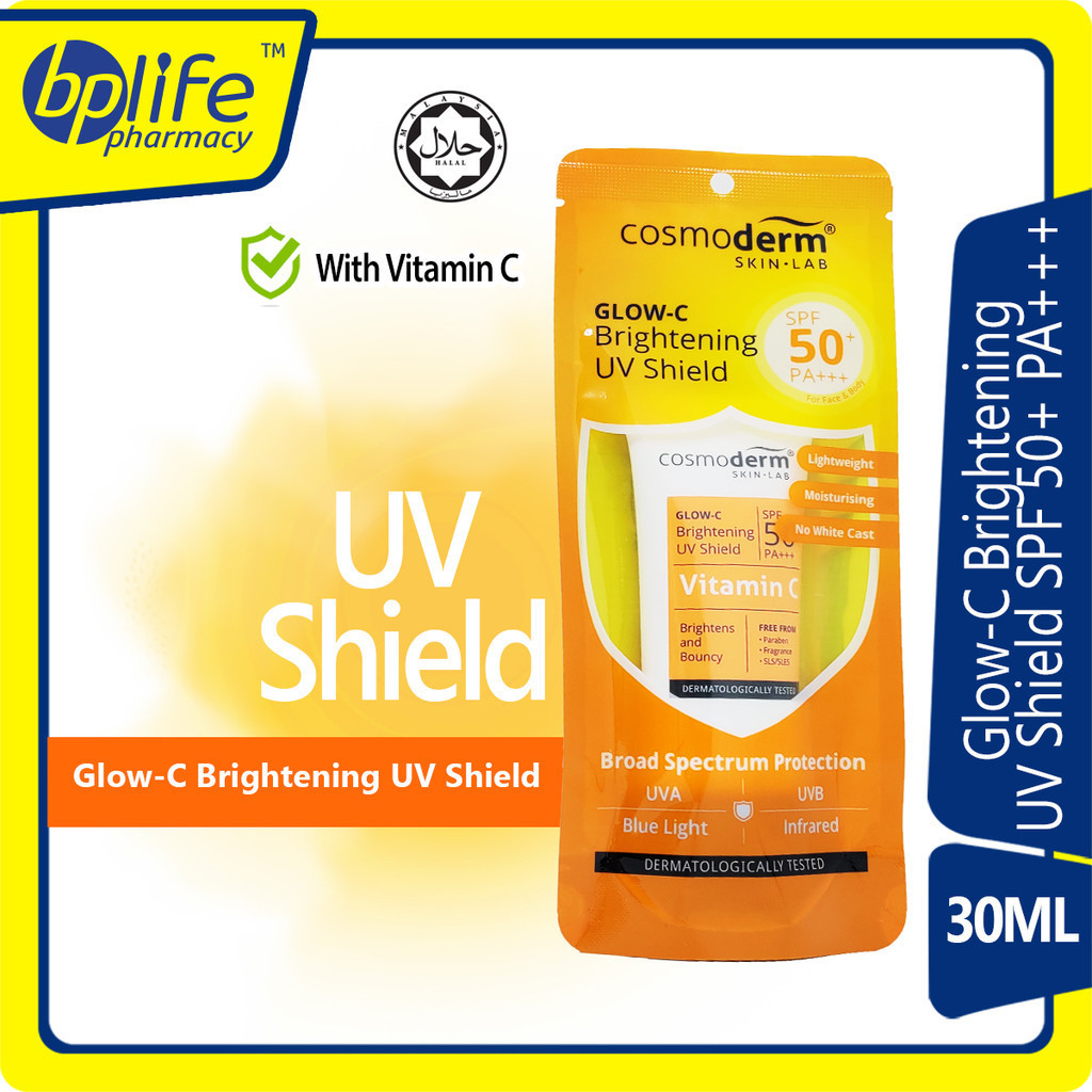 Cosmoderm Glow-C Brightening UV Shield SPF 50+ PA+++ 30ml | Shopee Thailand