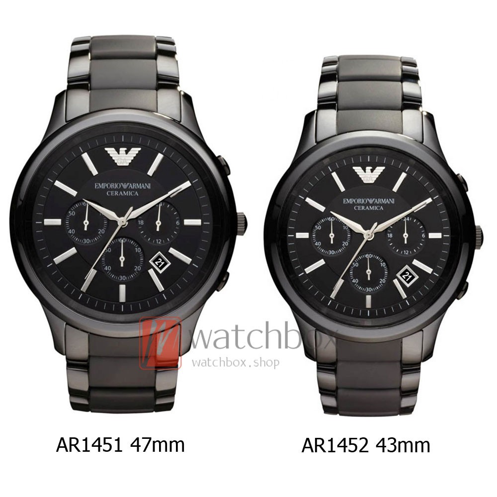 พร้อมสต็อก ！Emporio Armani Ceramica Chronograph Black Dial Black นาฬิกา ...