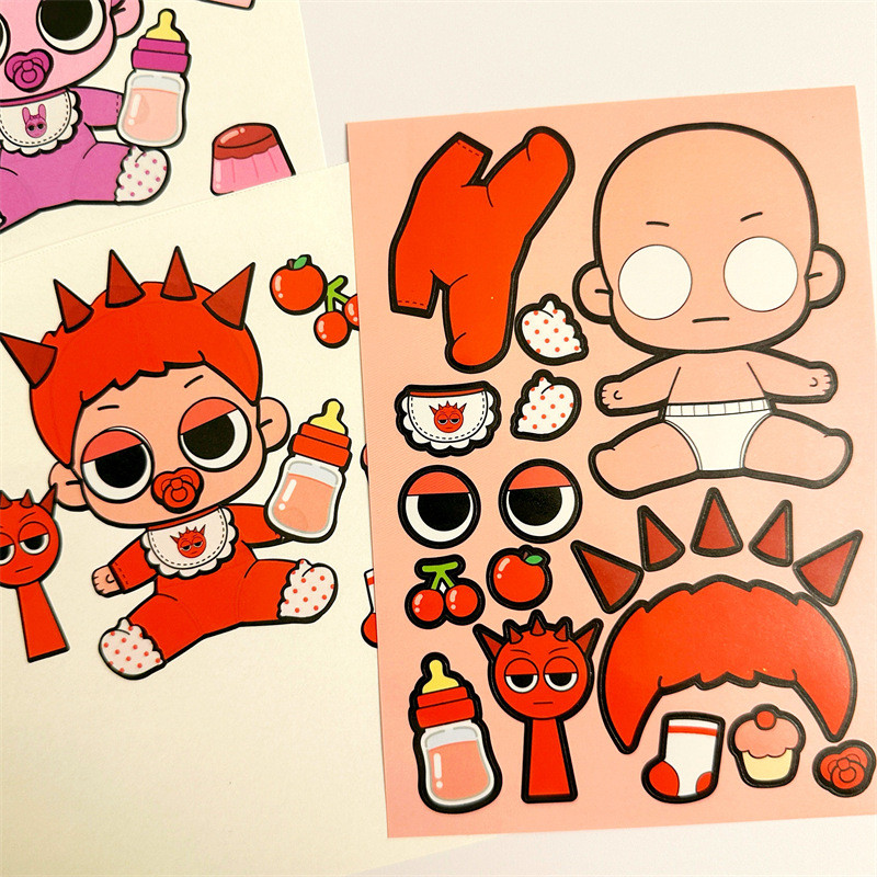 Sprunki Incredibox Sprunki สติกเกอร์มนุษย์รุ่น Baby Dress Up สติกเกอร์ ...