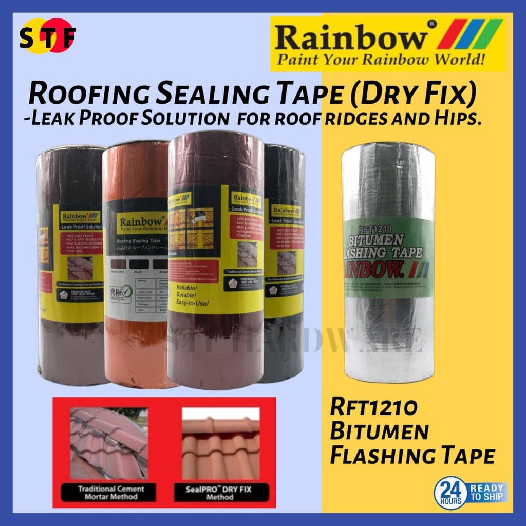 ในสต็อก RAINBOW Tape Dry Fix Roof Ridge Leak Proof Bitumen Poly Tape ...