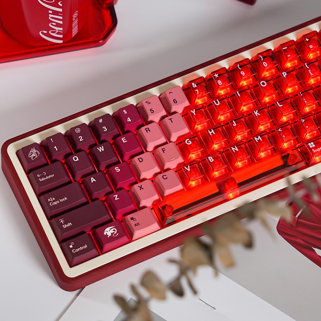 Red Dragon Keycaps Gradient Red PBT + PC Light ผ่านโปรไฟล์เชอร์รี่ ...