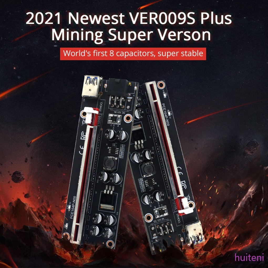 ในสต็อก Pcie Riser Ver009s Plus รุ่น LED Gpu Card Extender Mining Rig ...