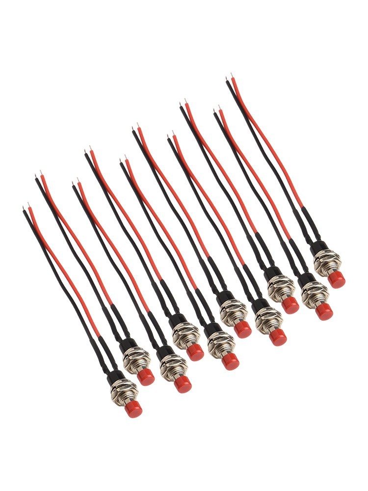 6Pcs 12V 5AMP SPST Mini Push Button Pre-Wired Momentary N/O OFF-ON