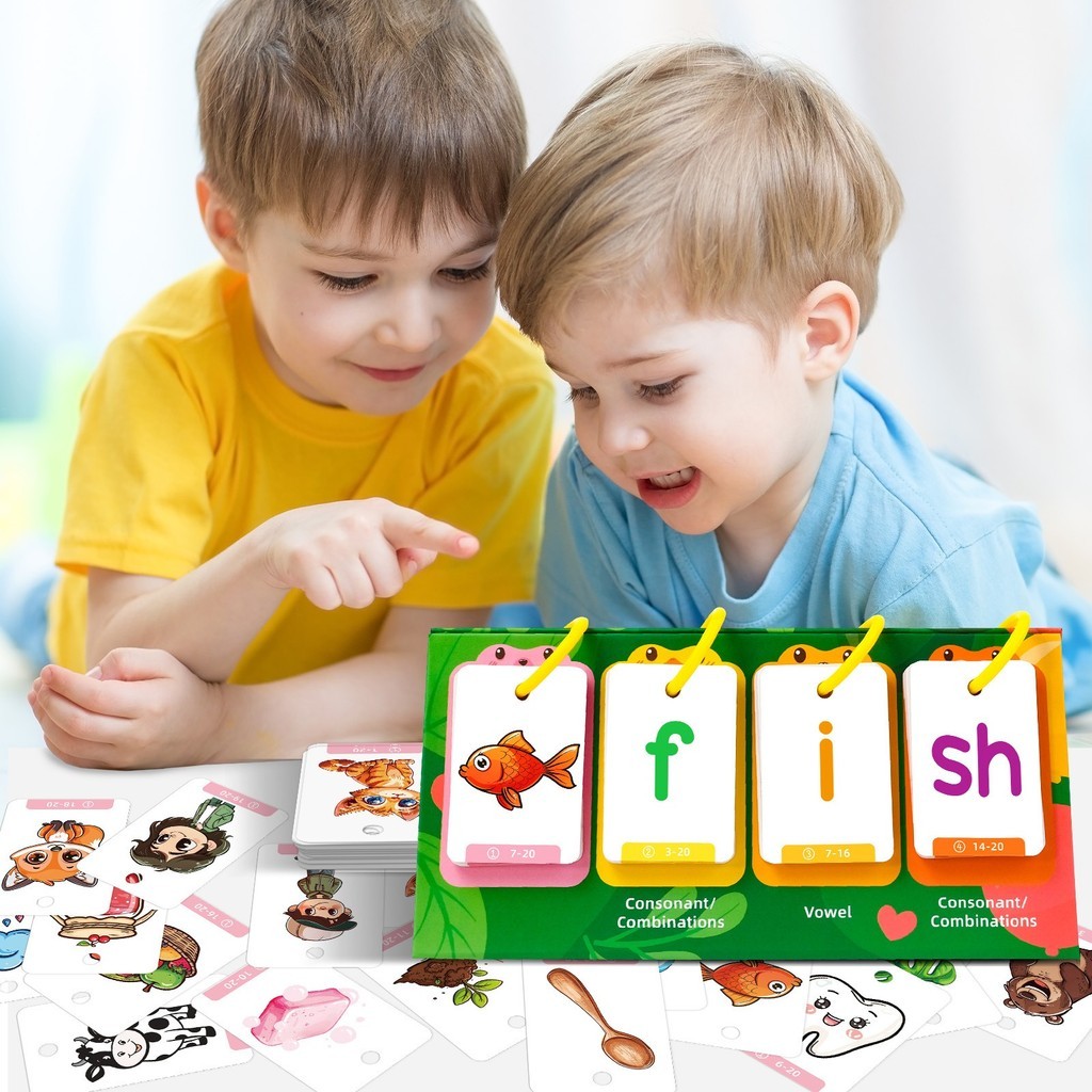 80 ชิ้น Phonics การ์ดแฟลชภาษาอังกฤษ CVC Words ปฏิทินตั้งโต๊ะอนุบาลคํ ...