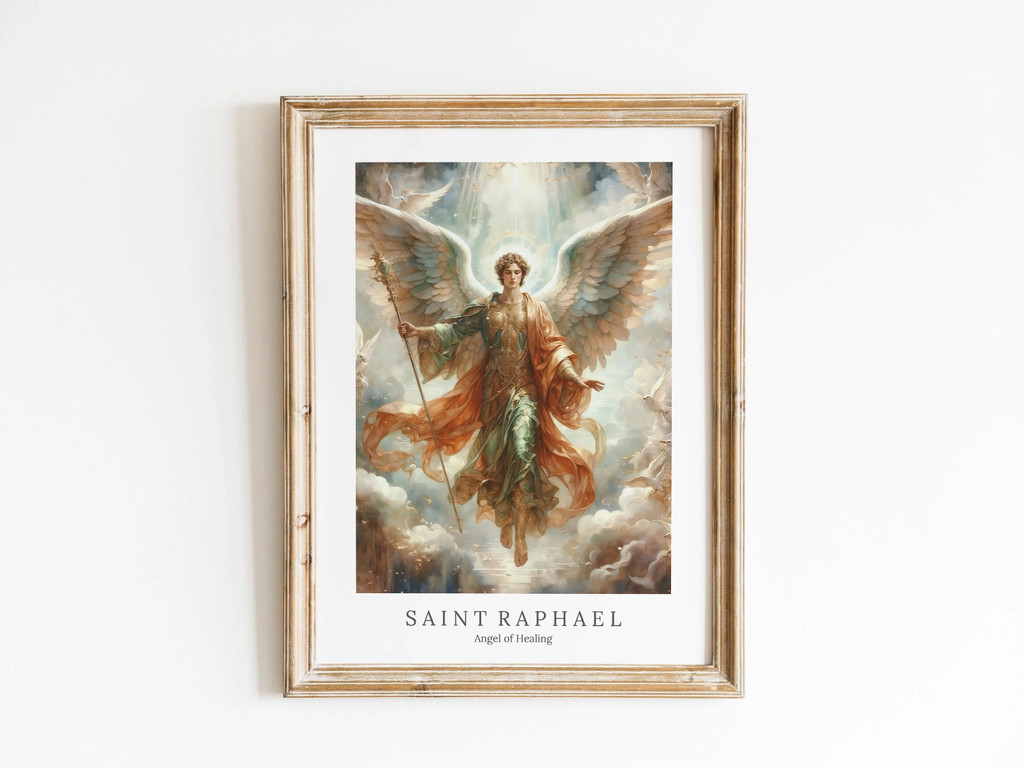 ไอคอนออร์โธดอกซ์กรีกของ St Raphael Archangel Raphael ไอคอนผนังศิลปะ ...