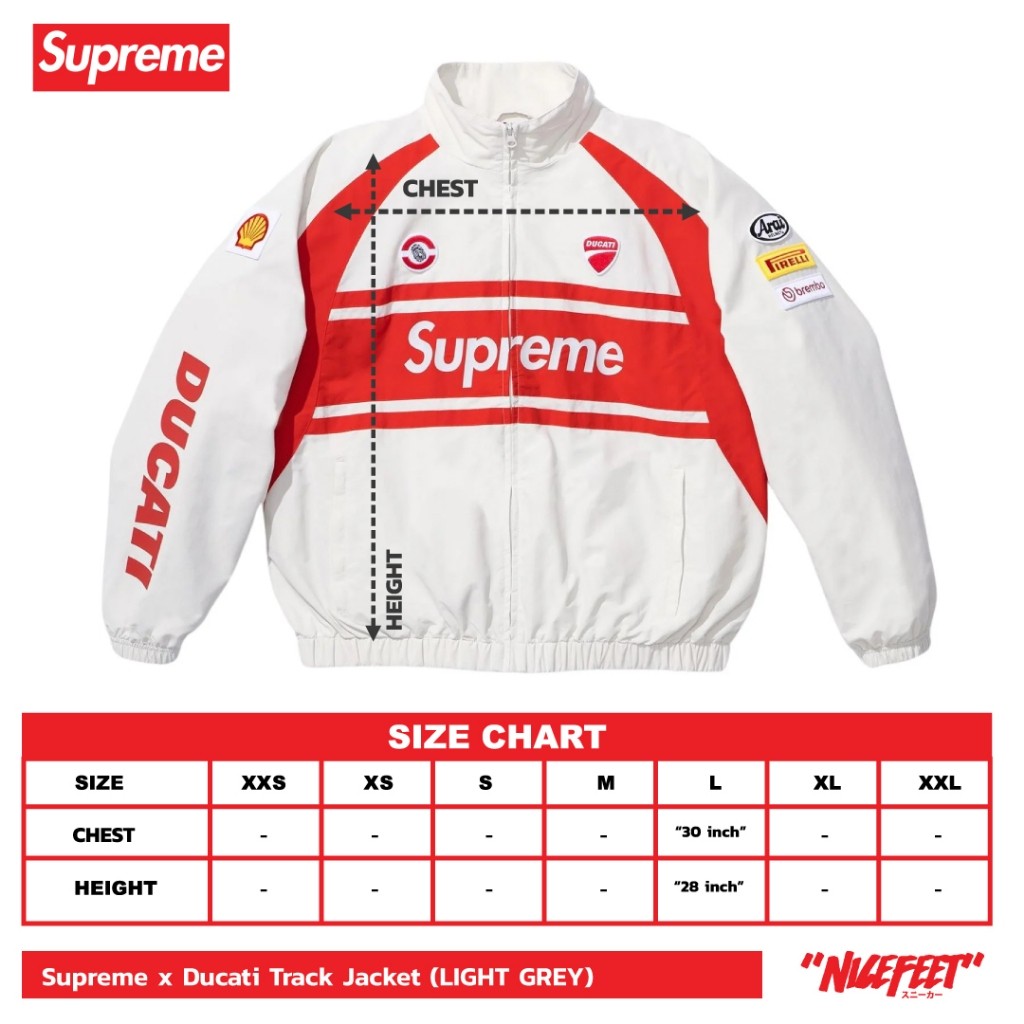♞,♘,♙Supreme X Ducati Track Jacket (LIGHT GREY) XM | Shopee