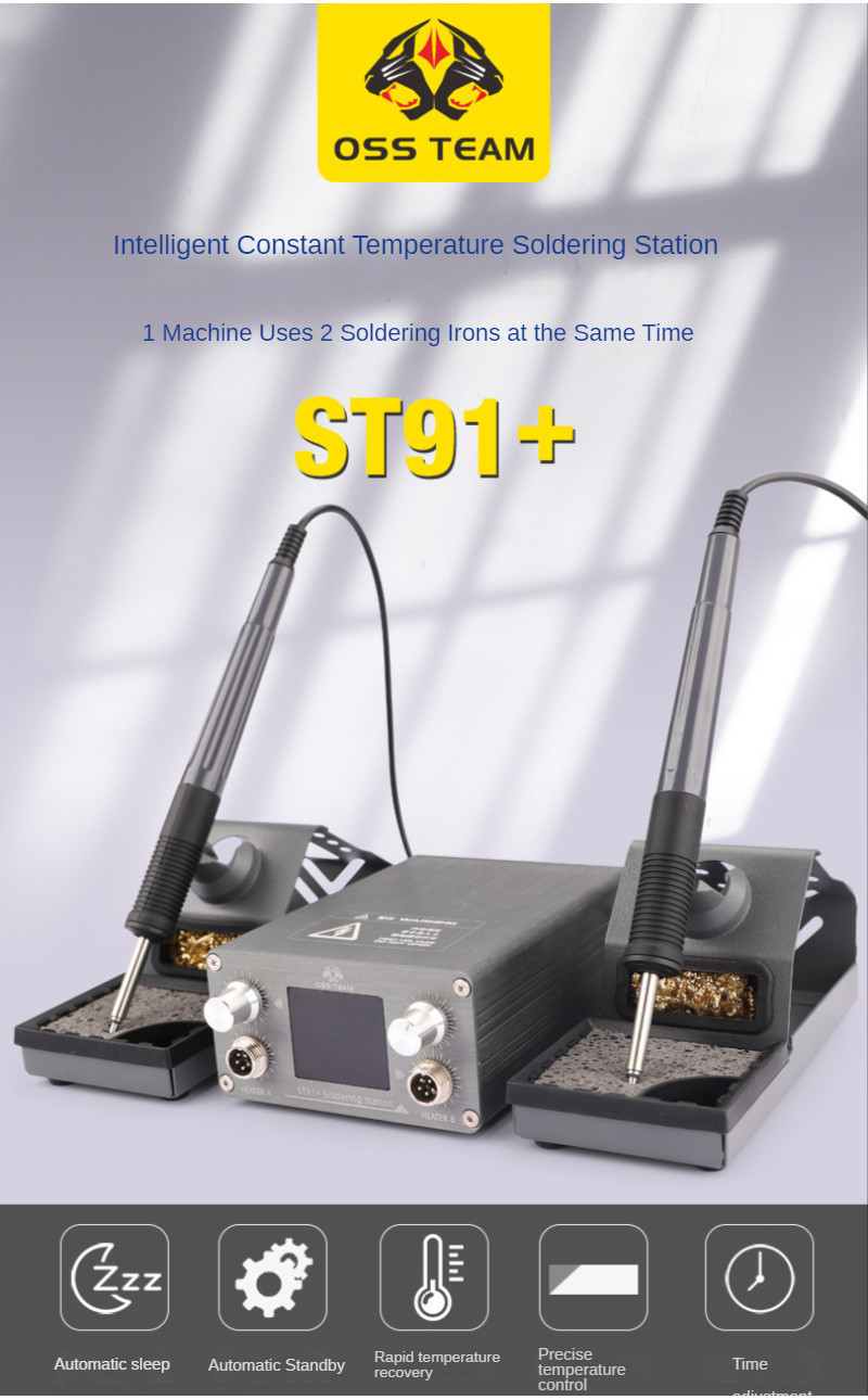 OSS TEAM ST91+ สถานีบัดกรี 2 ที่จับ สถานีบัดกรีอุณหภูมิคงที่อัจฉริยะ ...