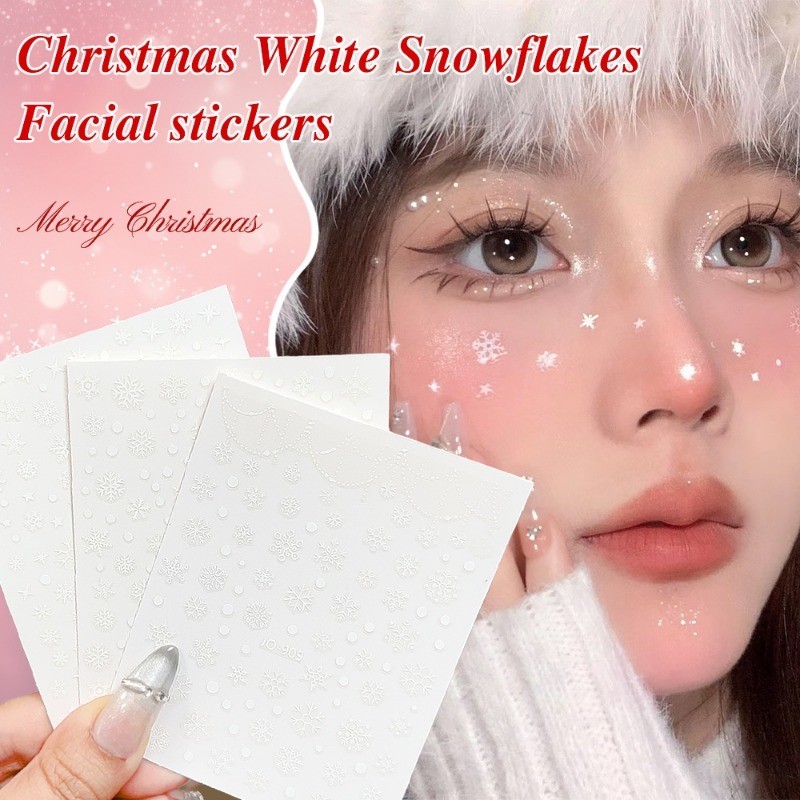 1/3sheep Christmas White Snowflake Facial Stickers - ฤดูใบไม้ร่วงฤดู ...
