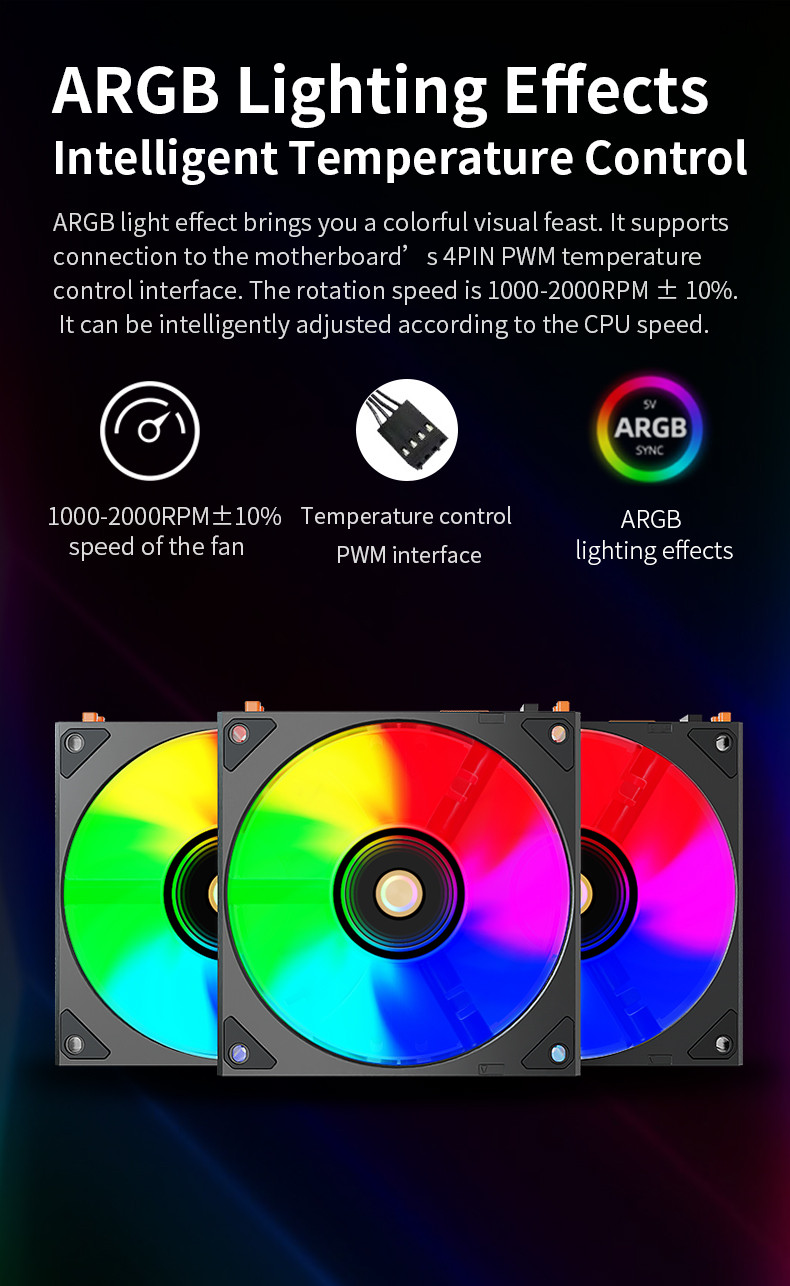 Teucer JM-4 ชุดพัดลมระบายความร้อน PC 1000-2000RPM PWM 5V 3Pin ARGB พัด ...