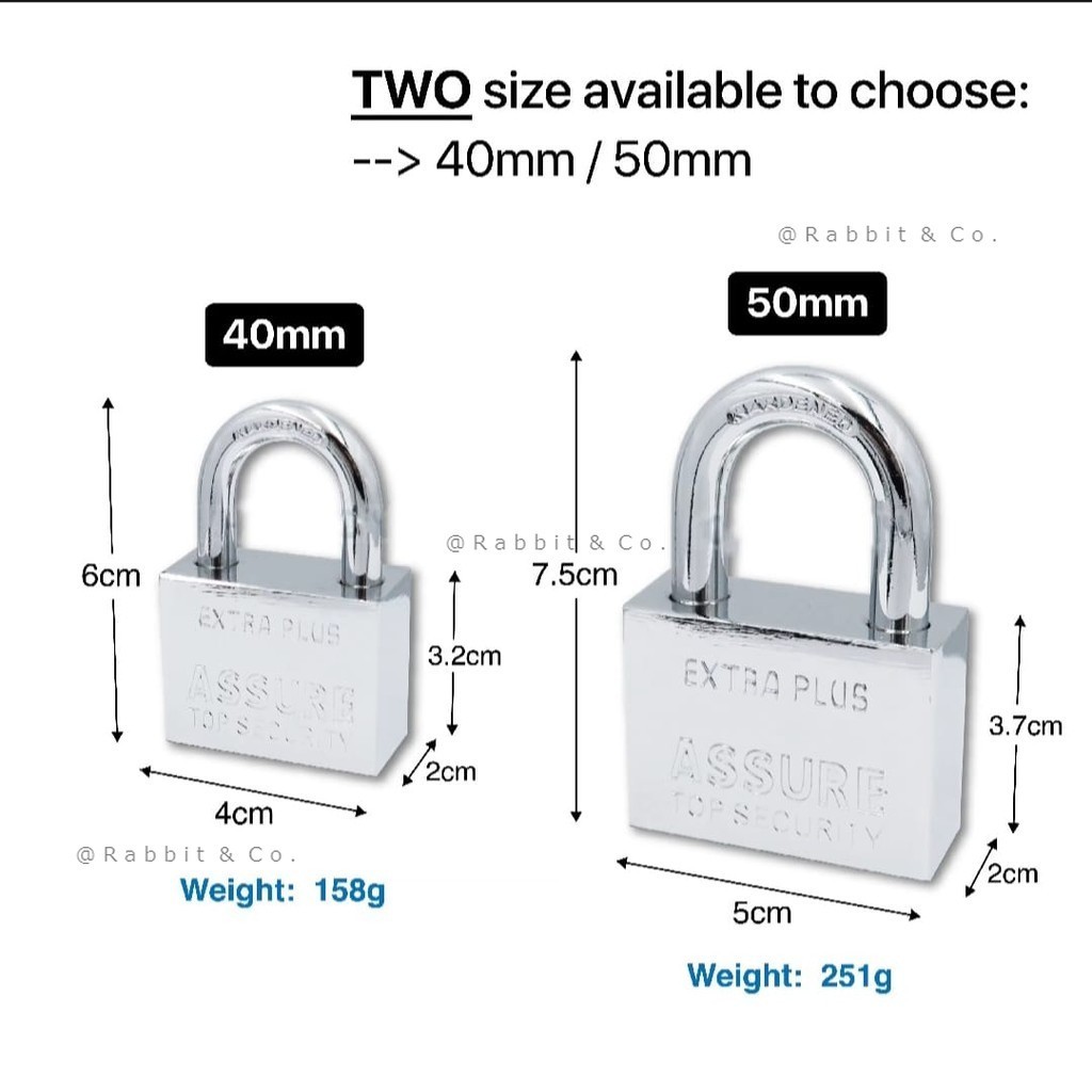 R&C ASURE 40 มม./50 มม. Master Key Padlock Heavy Duty Chrome เหล็กเหล็ก ...