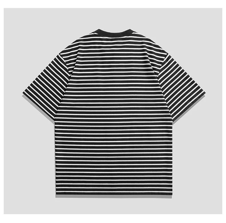 BECoolMan-เสื้อยืดลายทางสำหรับเด็กผู้ชาย เสื้อคอกลมยืดแมทช์ลุคง่าย กีฬา ...