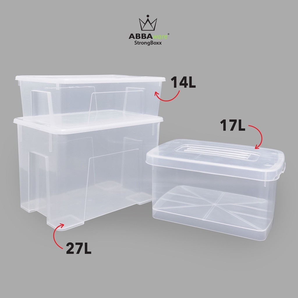 ในสต็อก Abbaware Clear Storage Box Transparent (14L/17L/27L) / Kotak ...